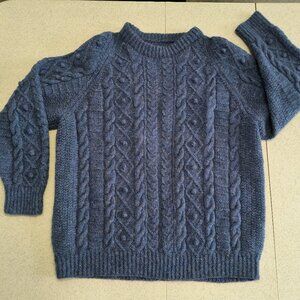 Vintage homemade 100% wool Fleck Cable Knit Fisherman Sweater size in descriptio